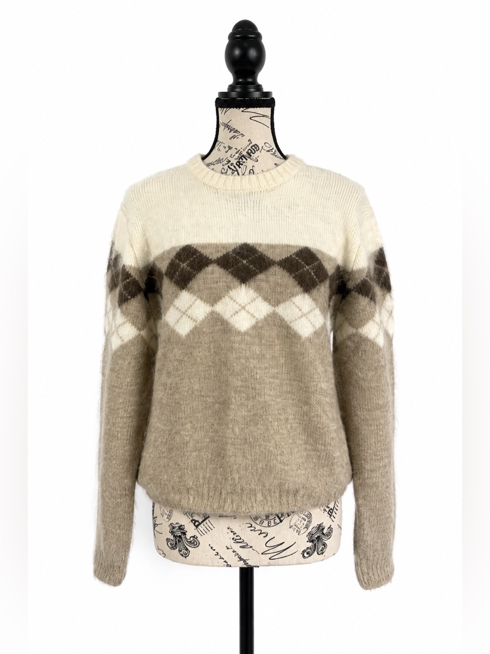 Vintage Sears wool blend  crewneck argyle sweater